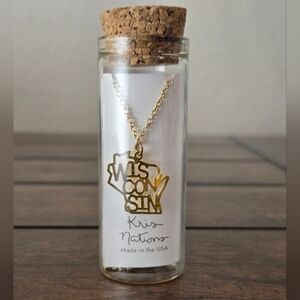 Kris Nations State Pride Collection Gold Wisconsin Necklace